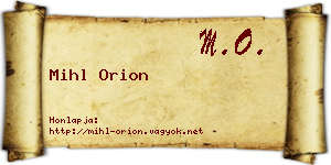 Mihl Orion névjegykártya